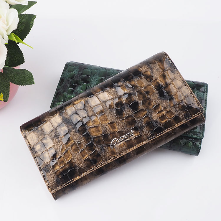 批發真皮rfid保護皮革女(nǚ)士長(cháng)錢(qián)包錢(qián)包