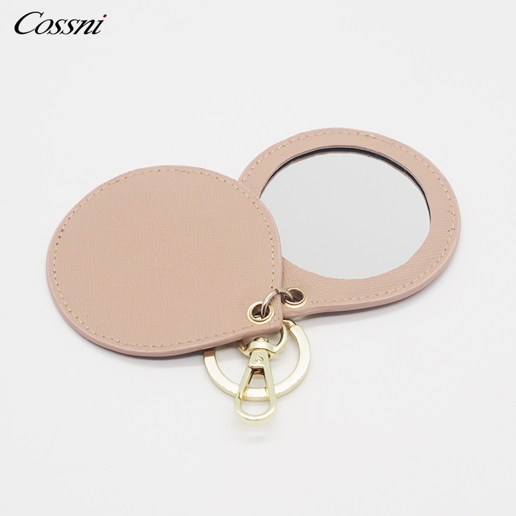 批發Saffiano皮革鑰匙圈個(gè)性化(huà)皮革化(huà)妝鏡鑰匙扣