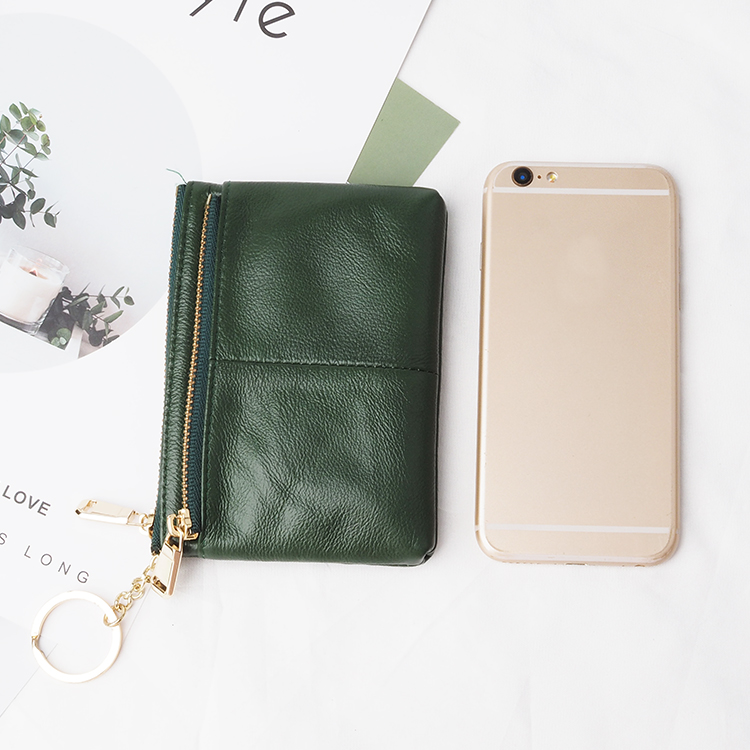 批發定制(zhì)小(xiǎo)号迷你(nǐ)拉鏈零錢(qián)包錢(qián)包女(nǚ)士真皮鑰匙扣零錢(qián)包