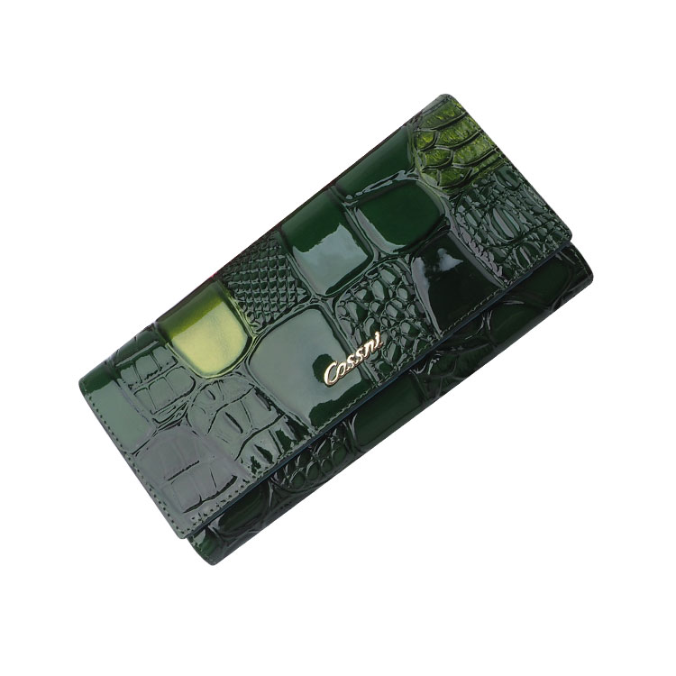 黃(huáng)色鳄魚皮專利皮革長(cháng)款錢(qián)包