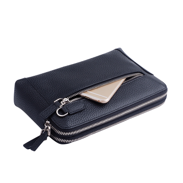 粒面皮革錢(qián)包全牛皮皮革拉鏈