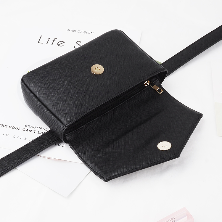 黑(hēi)色奢華正品定制(zhì)皮革腰包