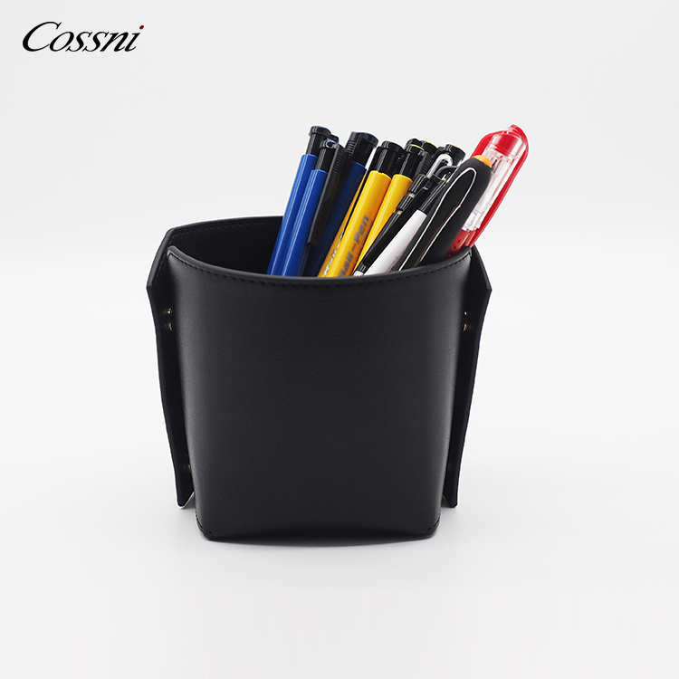 2021流行(xíng)設計(jì)真皮台式鉛筆(bǐ)收納盒辦公文(wén)具收納筆(bǐ)筒