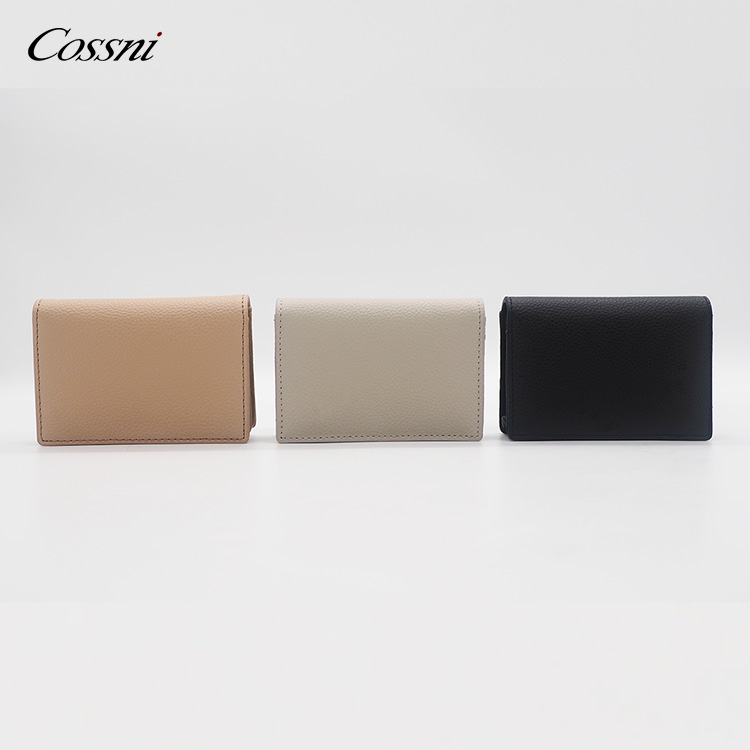 高(gāo)品質全粒面荔枝紋皮革RFID功能(néng)卡片夾零錢(qián)包