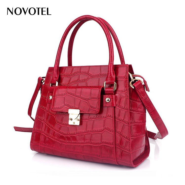 100％真皮女(nǚ)士手提包斜挎納帕紋壓花(huā)鳄魚皮3合1女(nǚ)士手提包