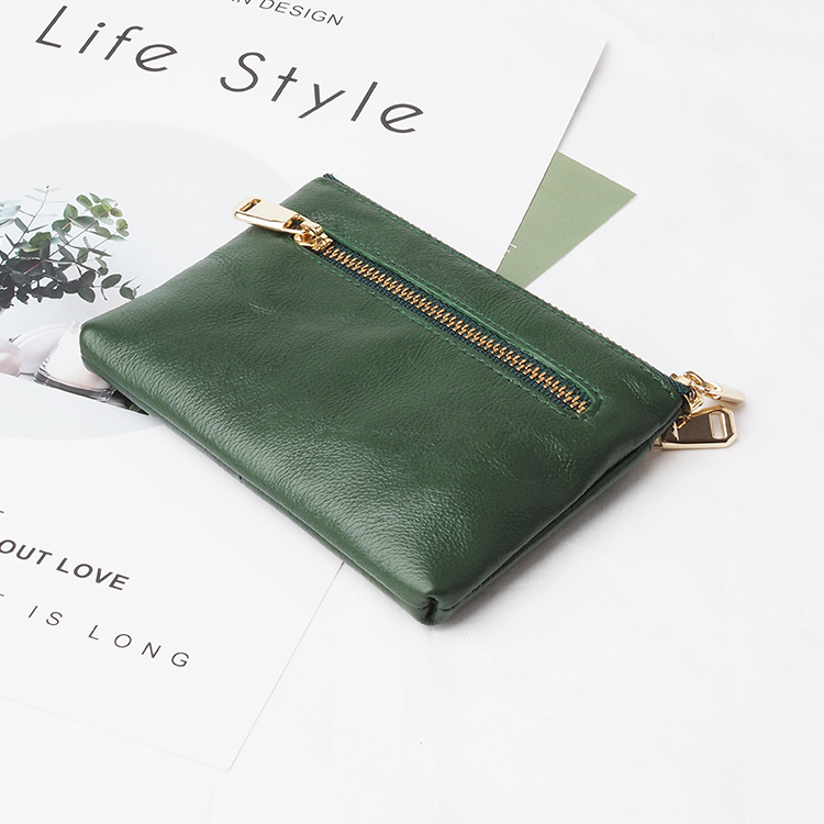 批發定制(zhì)小(xiǎo)号迷你(nǐ)拉鏈零錢(qián)包錢(qián)包女(nǚ)士真皮鑰匙扣零錢(qián)包