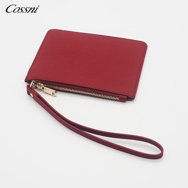 2021時(shí)尚設計(jì)定制(zhì)真正的(de)Saffiano皮革女(nǚ)士信封包拉鏈手拿(ná)包女(nǚ)