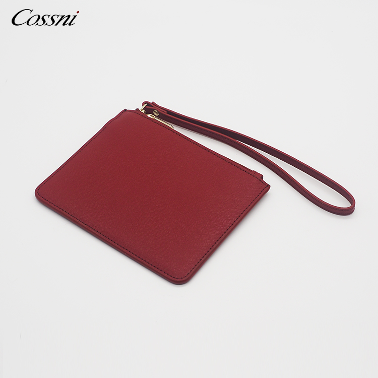 2021時(shí)尚設計(jì)定制(zhì)真正的(de)Saffiano皮革女(nǚ)士信封包拉鏈手拿(ná)包女(nǚ)