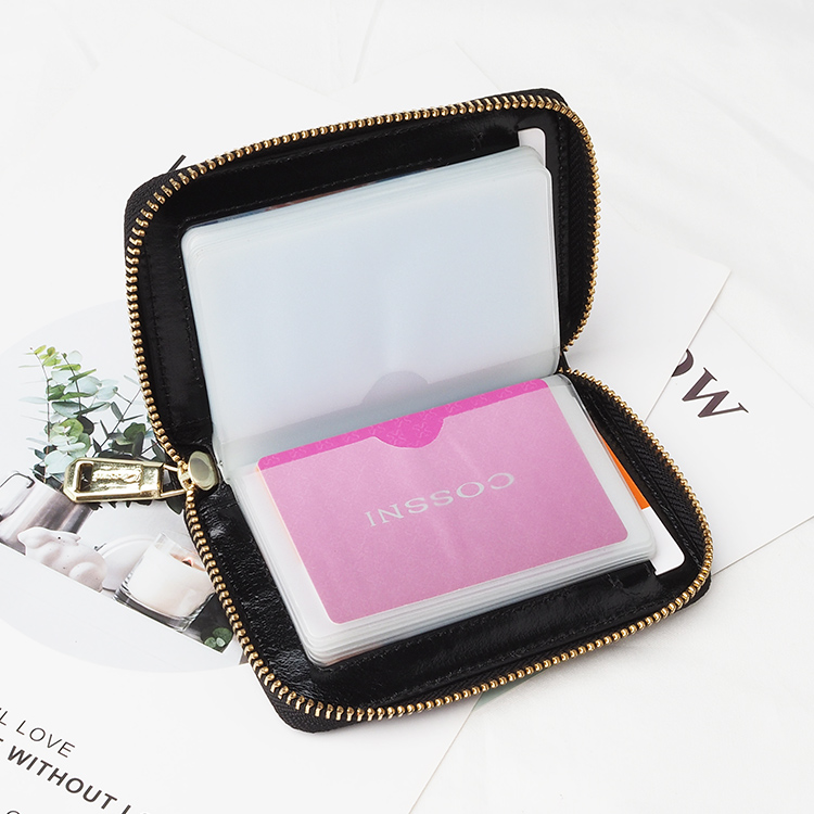 便攜式大(dà)小(xiǎo)皮革信用(yòng)拉鏈卡夾ID名片錢(qián)包夾