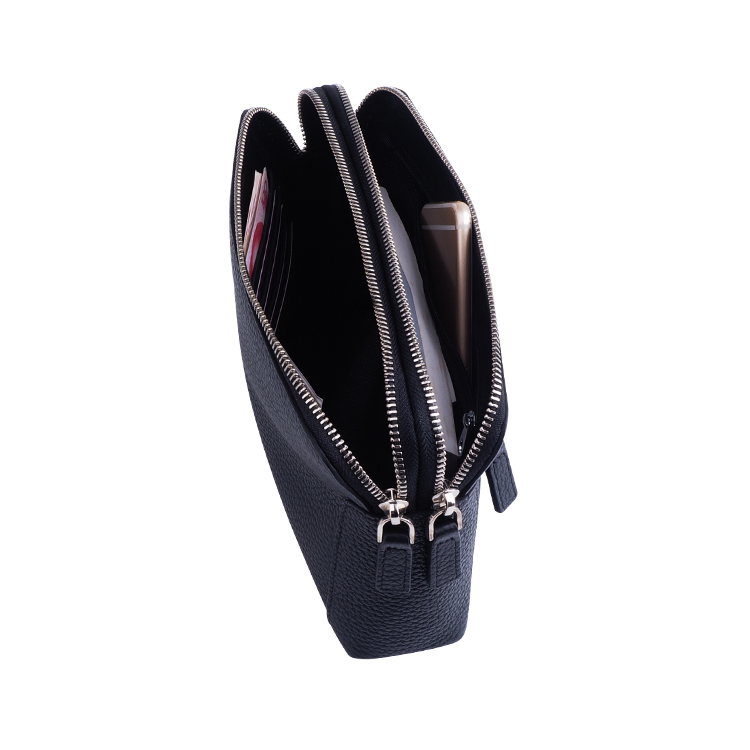 粒面皮革錢(qián)包全牛皮皮革拉鏈