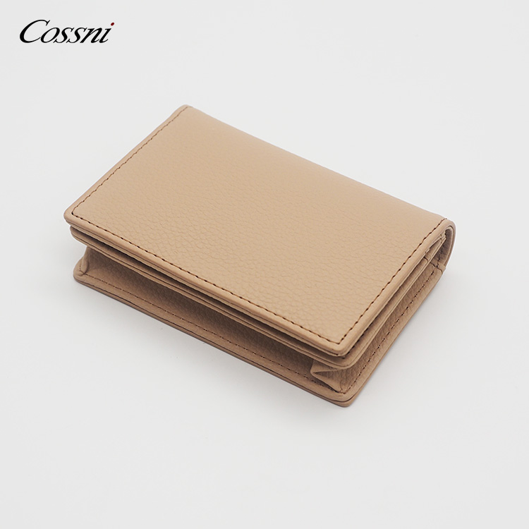 高(gāo)品質全粒面荔枝紋皮革RFID功能(néng)卡片夾零錢(qián)包