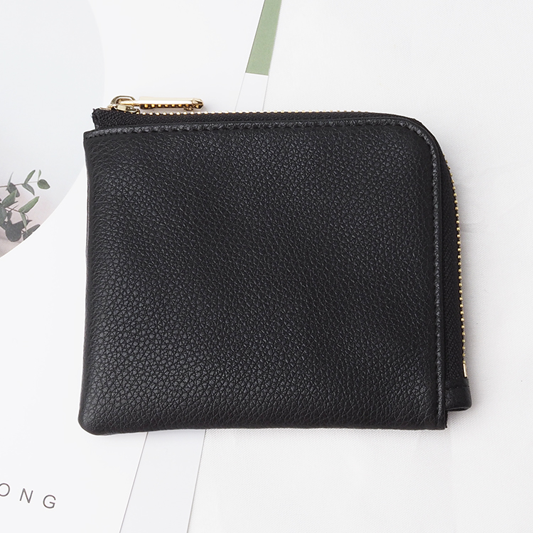 黑(hēi)色最小(xiǎo)卵石皮革拉鏈零錢(qián)包