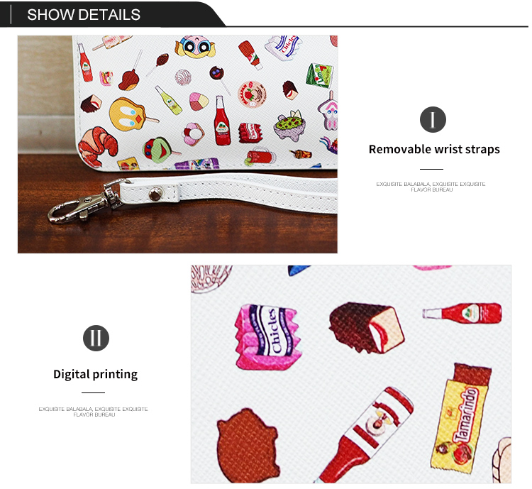 2021年(nián)新的(de)歐洲時(shí)尚定制(zhì)PU或正品印花(huā)拉鏈手拿(ná)包