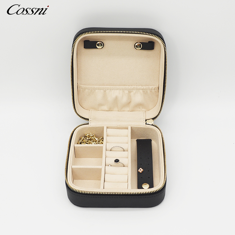 2021小(xiǎo)号定制(zhì)徽标PU皮革便攜式旅行(xíng)首飾收納盒包迷你(nǐ)手鏈戒指耳環盒帶拉鏈袋