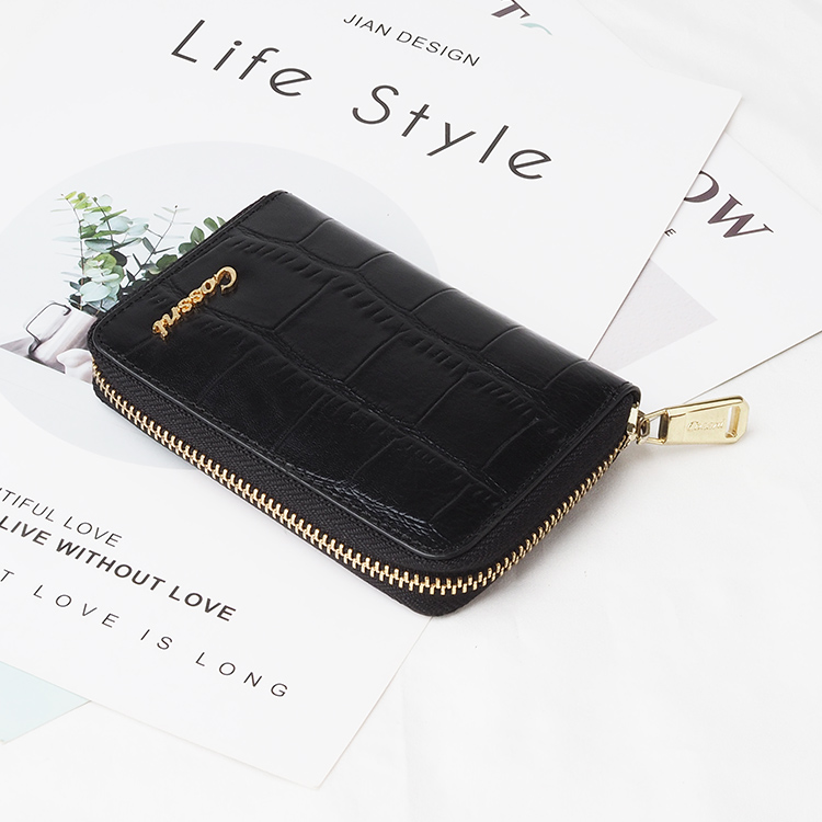 便攜式大(dà)小(xiǎo)皮革信用(yòng)拉鏈卡夾ID名片錢(qián)包夾