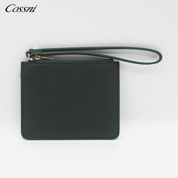2021時(shí)尚設計(jì)定制(zhì)真正的(de)Saffiano皮革女(nǚ)士信封包拉鏈手拿(ná)包女(nǚ)