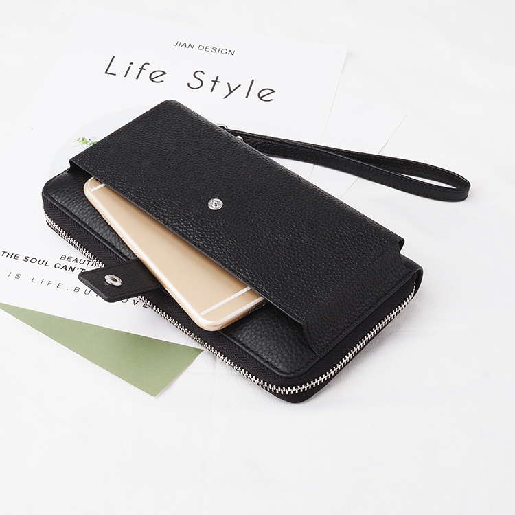 男(nán)式皮革錢(qián)包手拿(ná)長(cháng)錢(qián)包，配手機(jī)殼