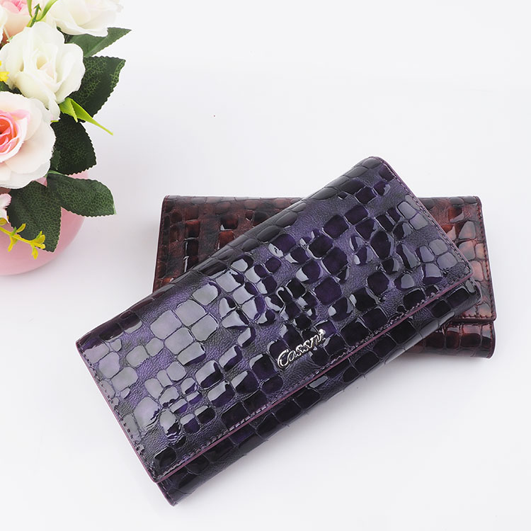 批發真皮rfid保護皮革女(nǚ)士長(cháng)錢(qián)包錢(qián)包