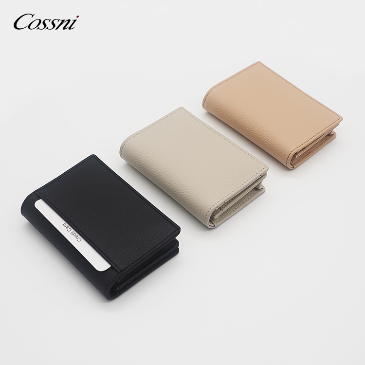 高(gāo)品質全粒面荔枝紋皮革RFID功能(néng)卡片夾零錢(qián)包