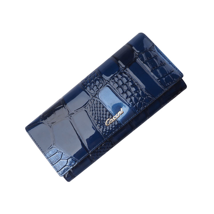 黃(huáng)色鳄魚皮專利皮革長(cháng)款錢(qián)包